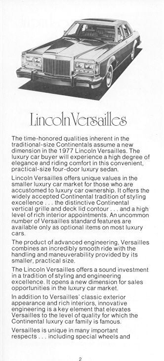 1977 Lincoln Versailles Brochure Page 7